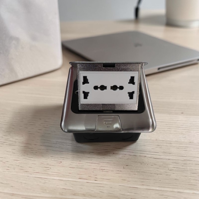 Hộp Ổ Điện Âm Sàn Novalink NV-FS3S Màu Bạc | Tích Hợp Điện, Mạng, HDMI, USB